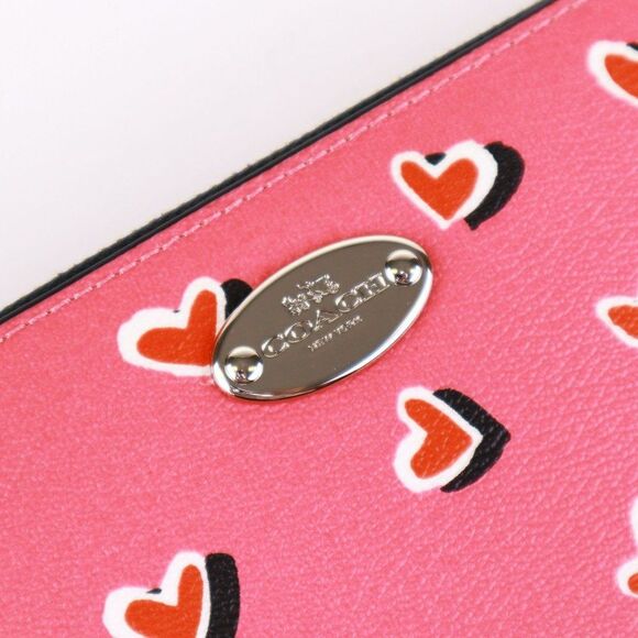 NWT Coach RED HEART Accordion Zip Wallet in Pink - Picture 8 of 8